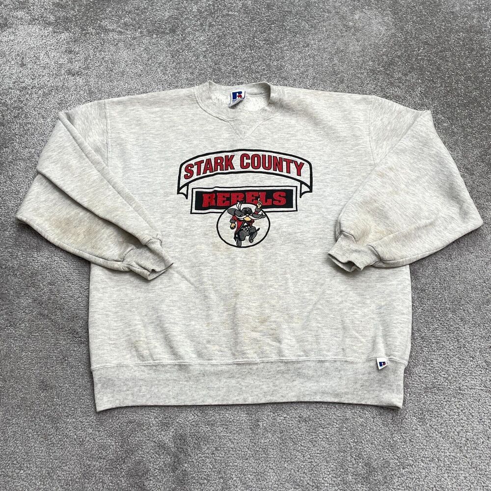 Russell Athletic Vintage 90's Graphic Pullover Sweatshirt Unisex Large Gray Crew